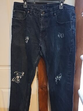 Dark Wash Distressed Men’s Jeans - Casual Slim Fit